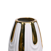 White Textured Vase with Gold Design