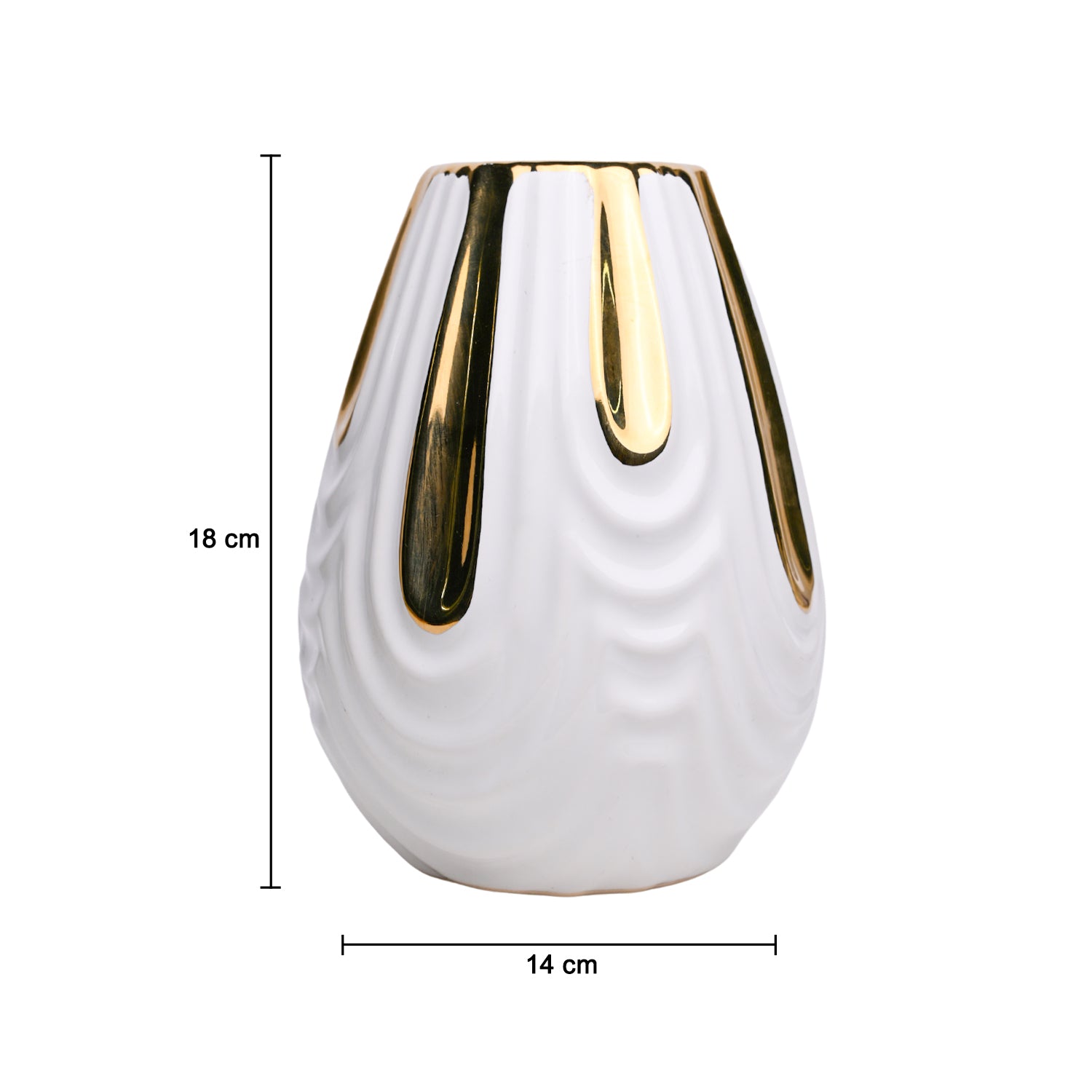 White Textured Vase with Gold Design