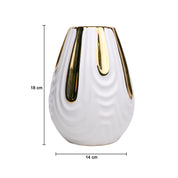 White Textured Vase with Gold Design