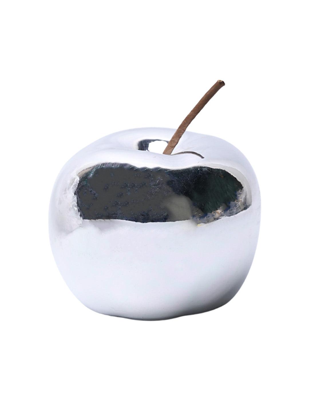 Decorative Ceramic Silver Apple With Leaf