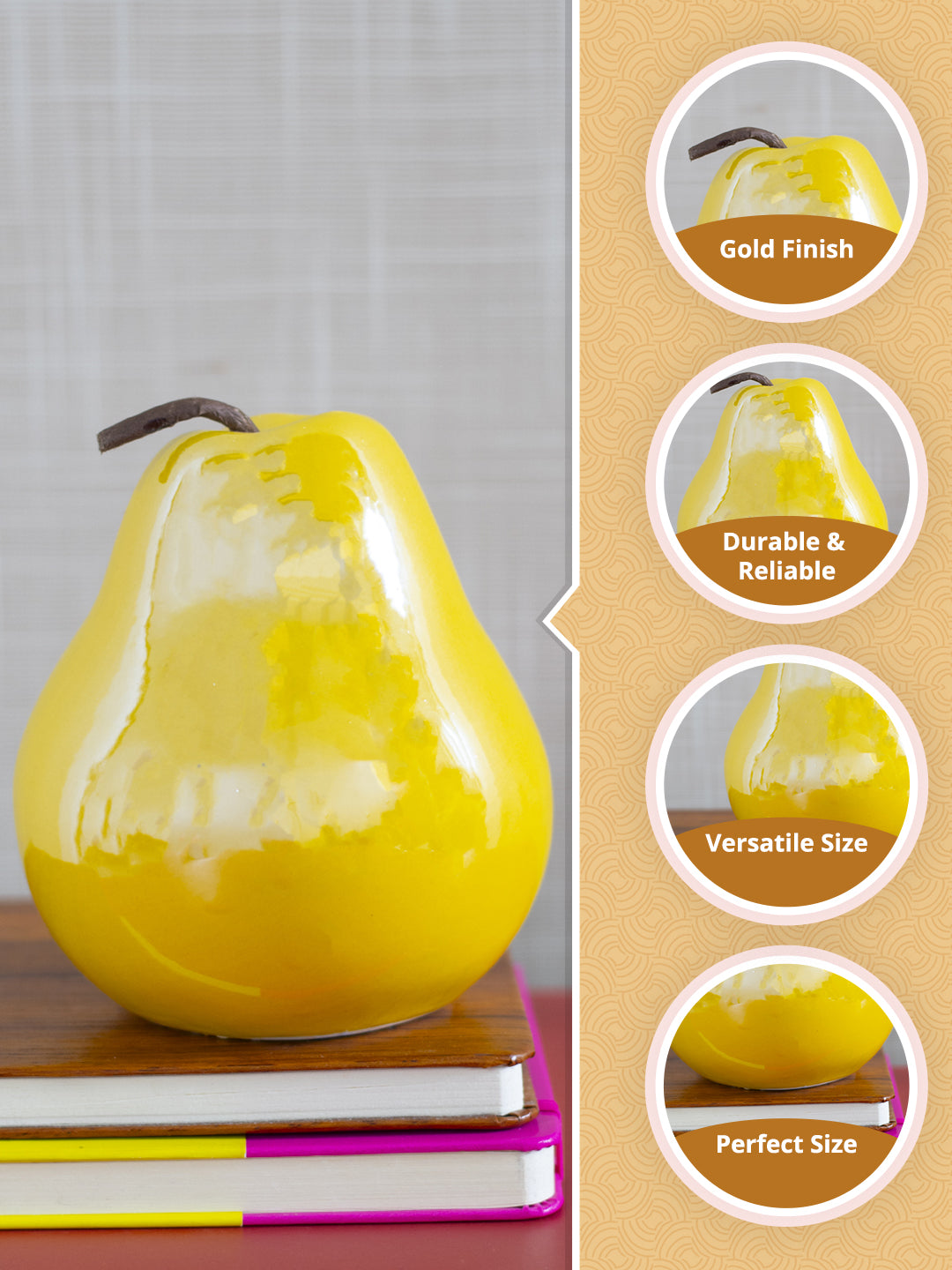 Decorative Ceramic Yellow Pear