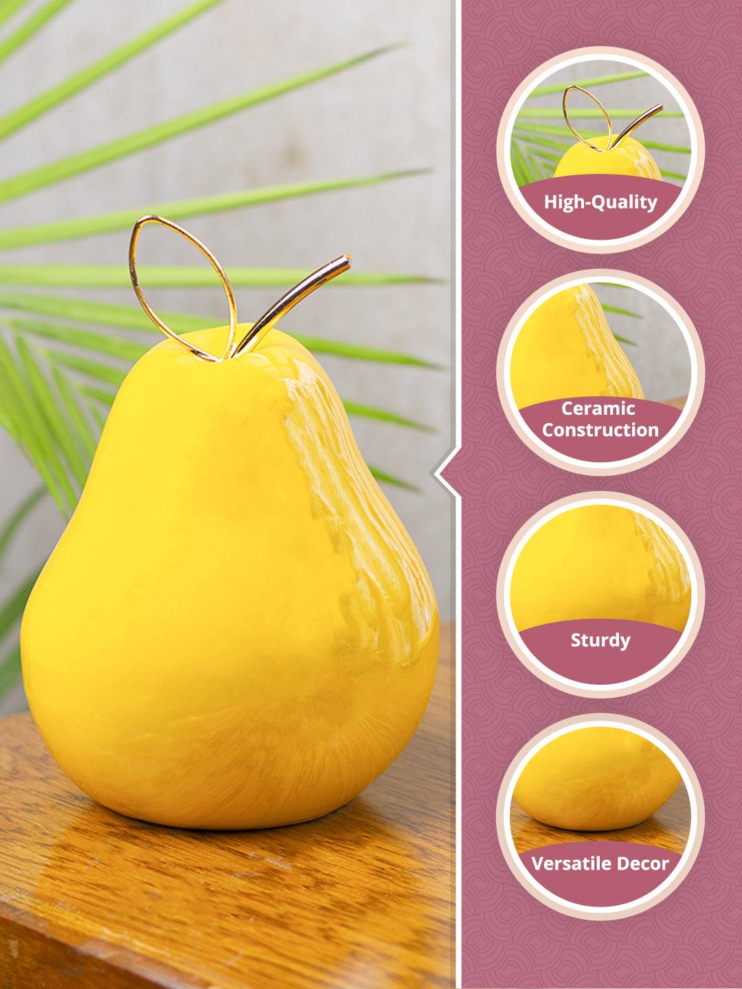 Decorative Ceramic Yellow Pear With Leaf