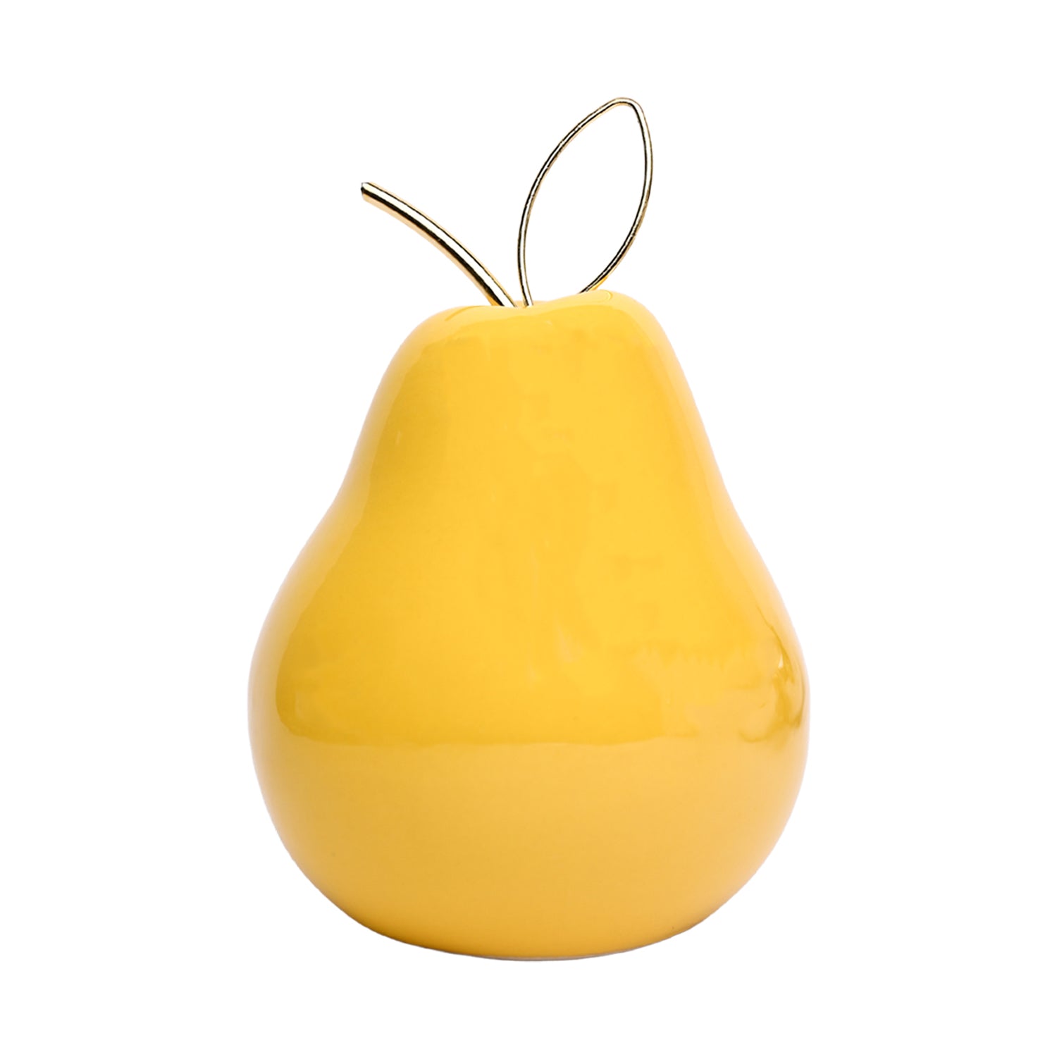 Decorative Ceramic Yellow Pear With Leaf