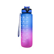 Market99 Motivational Sipper Water Bottle with Time & Level Marker, Blue Purple, 1 Liter