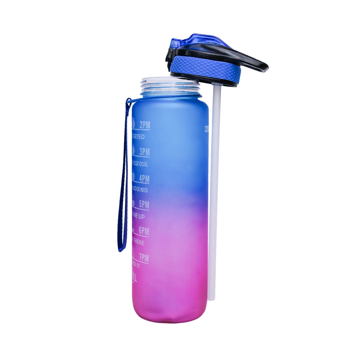 Market99 Motivational Sipper Water Bottle with Time & Level Marker, Blue Purple, 1 Liter