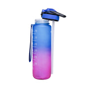 Market99 Motivational Sipper Water Bottle with Time & Level Marker, Blue Purple, 1 Liter