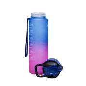 Market99 Motivational Sipper Water Bottle with Time & Level Marker, Blue Purple, 1 Liter