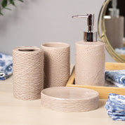 Ceramic Bathroom Set Of 4 - Geometric Finish, Matte
