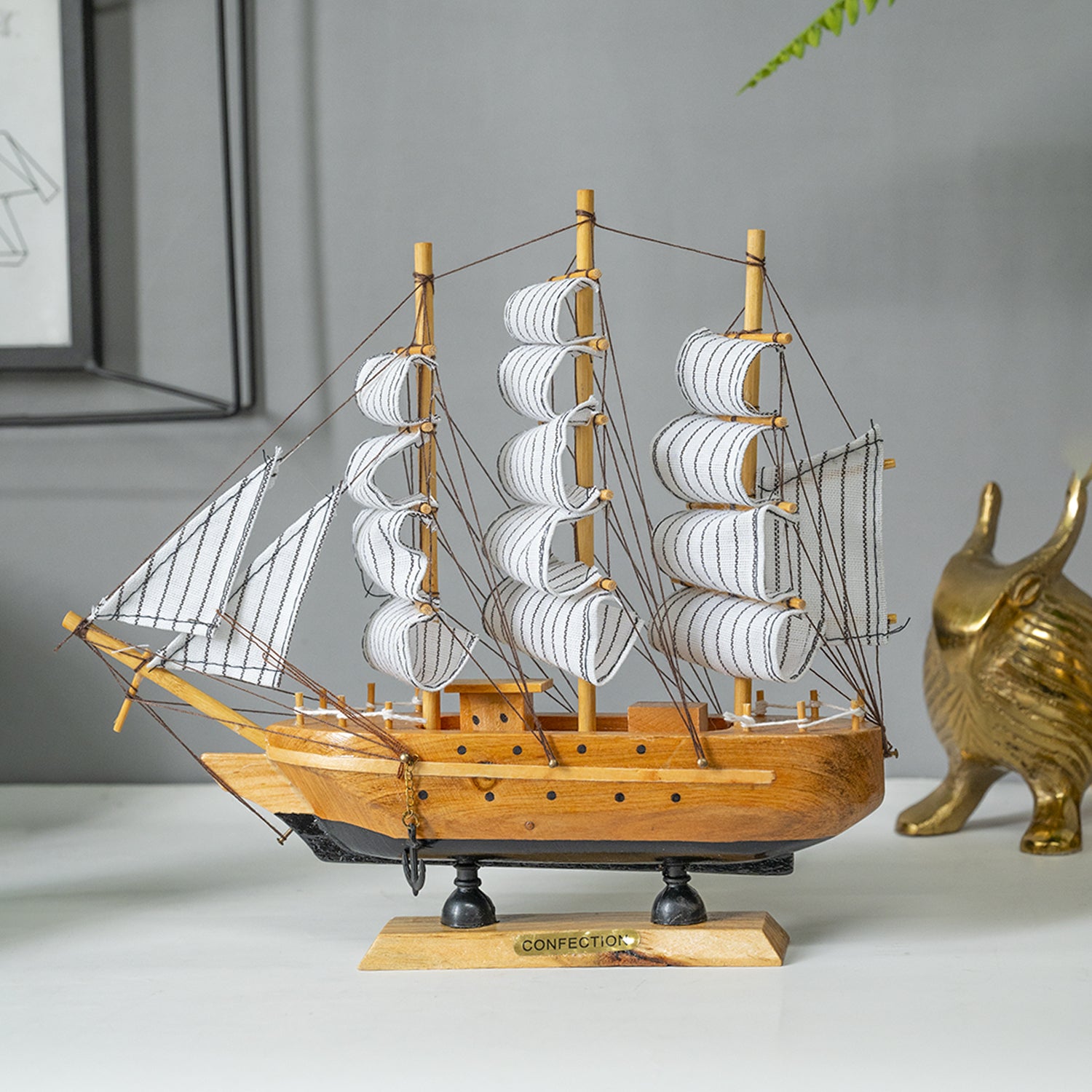 Best Sailing Boat Decorative Showpiece - Brown