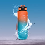 Market99 Motivational Sipper Water Bottle with Time Marker, Orange Mint, 1 Liter
