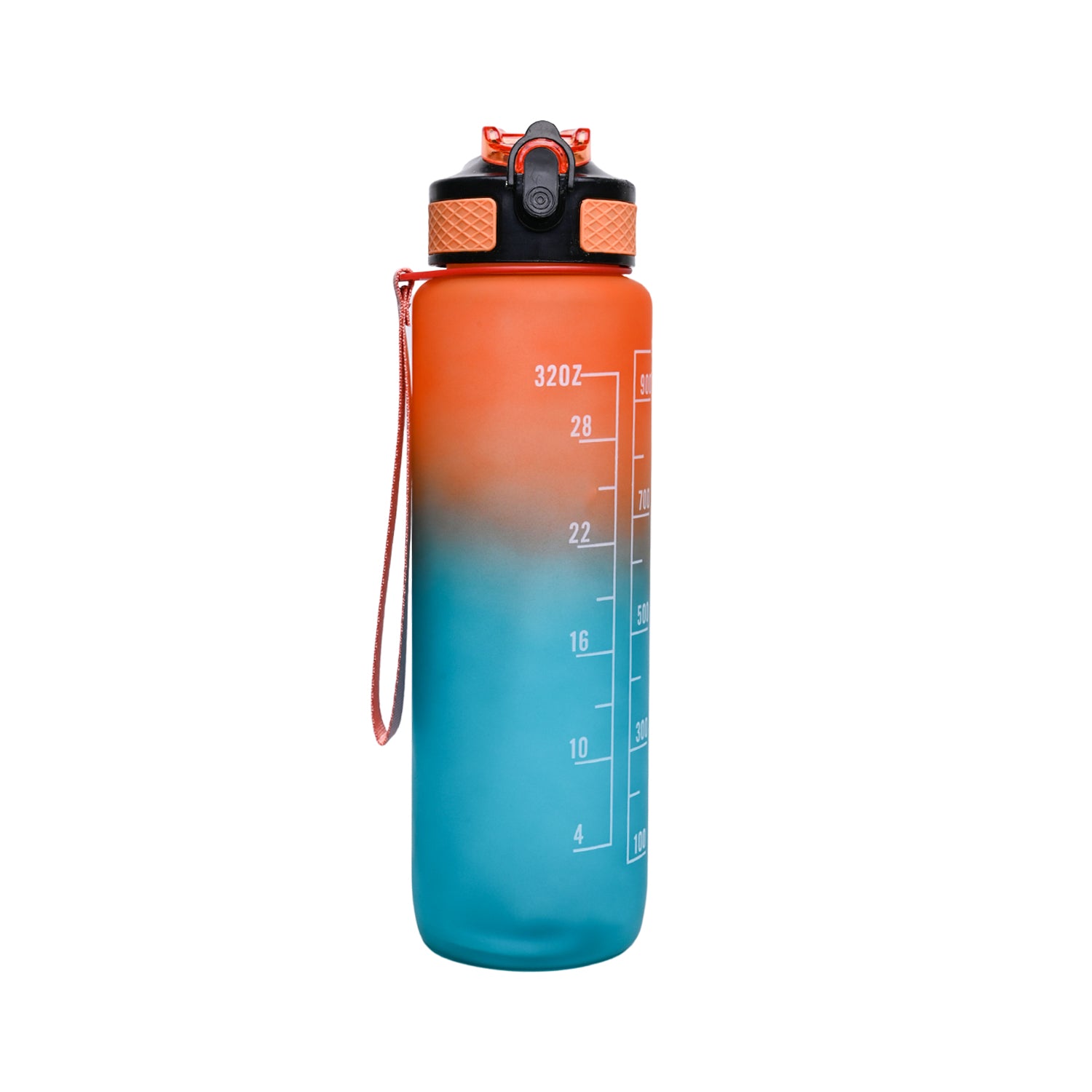 Market99 Motivational Sipper Water Bottle with Time Marker, Orange Mint, 1 Liter