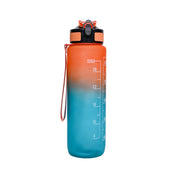 Market99 Motivational Sipper Water Bottle with Time Marker, Orange Mint, 1 Liter