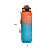 Market99 Motivational Sipper Water Bottle with Time Marker, Orange Mint, 1 Liter