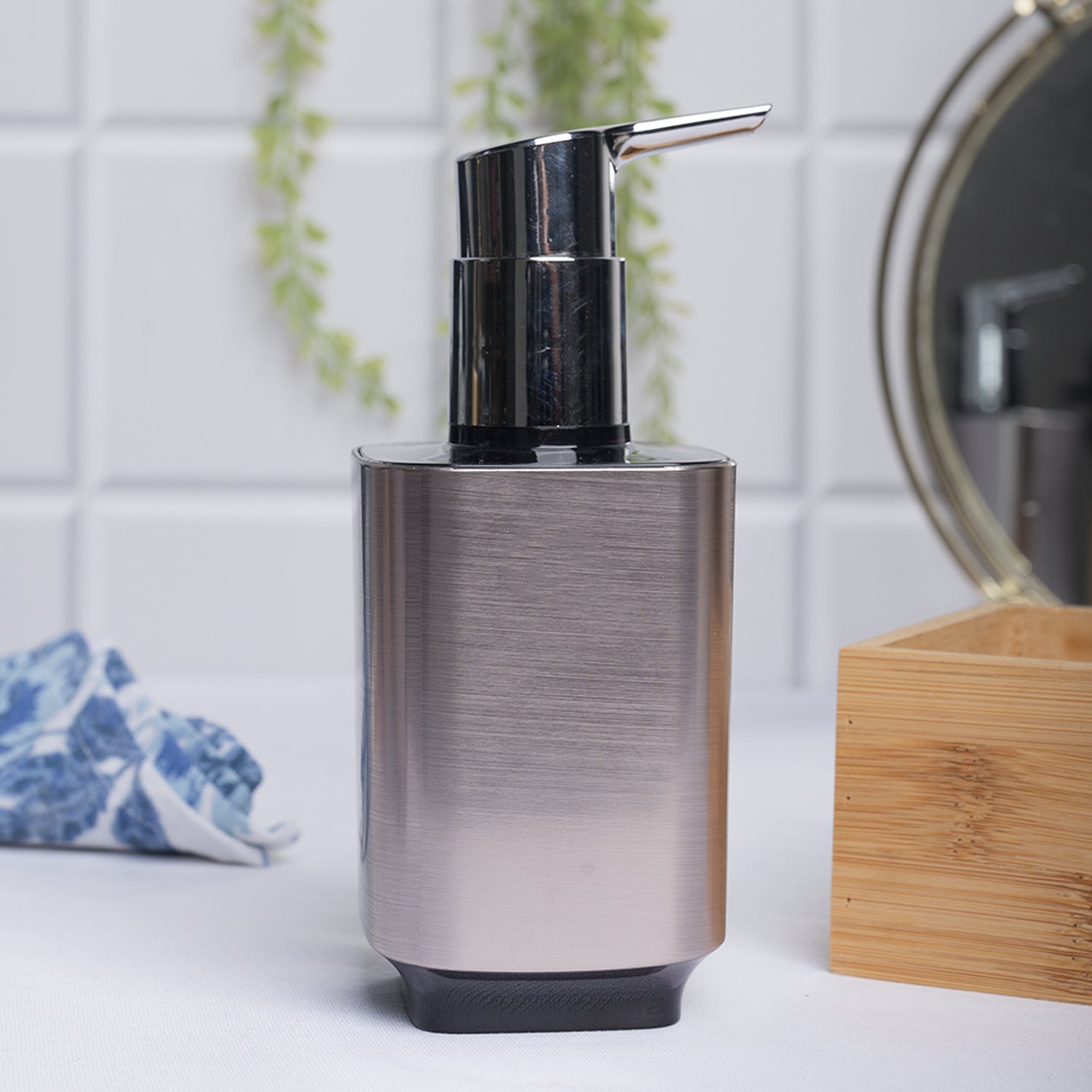 Stylish Soap Dispenser - 350Ml, Silver & Black