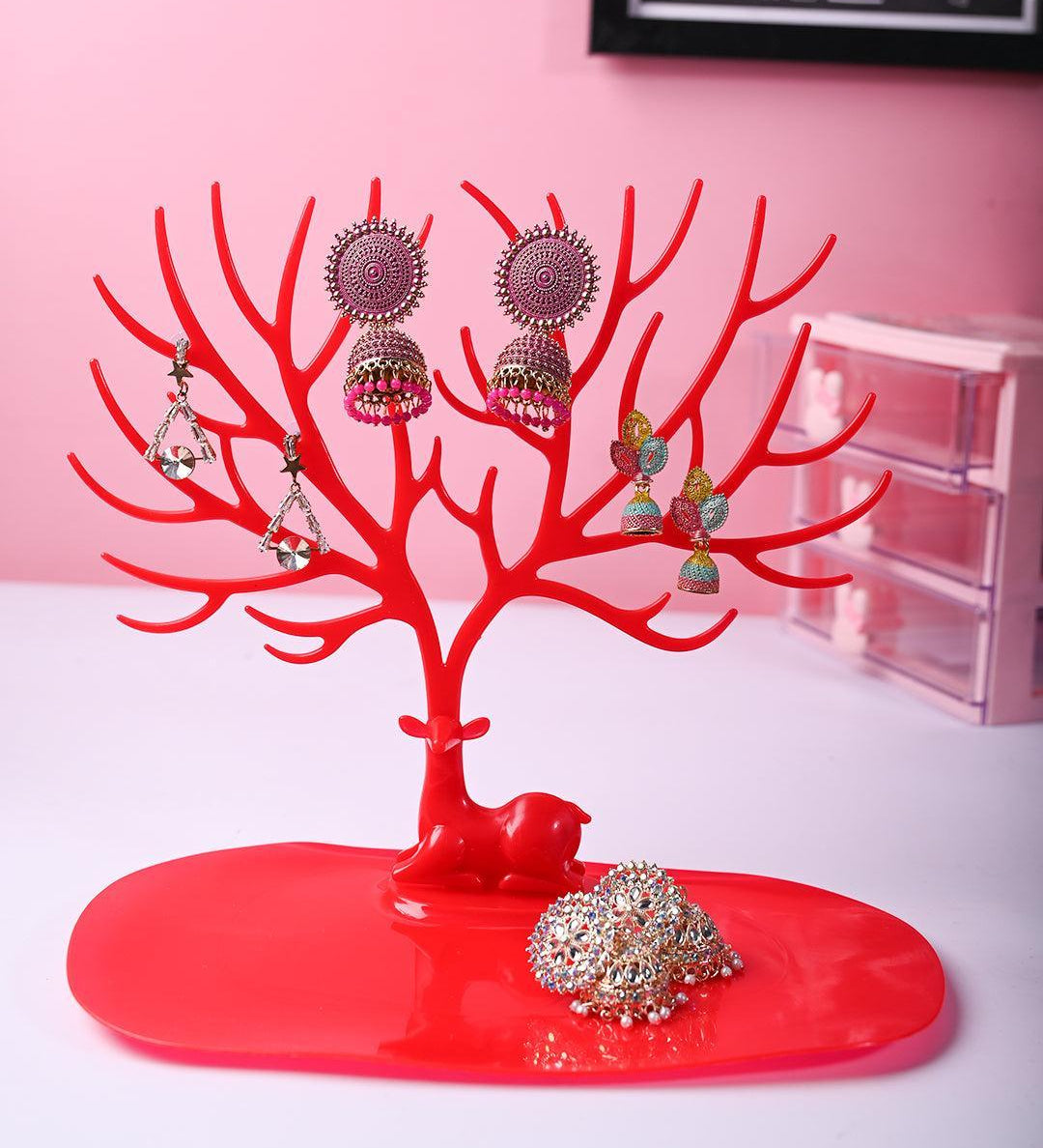 Stylish Red Jewelry Tree Stand - MARKET99