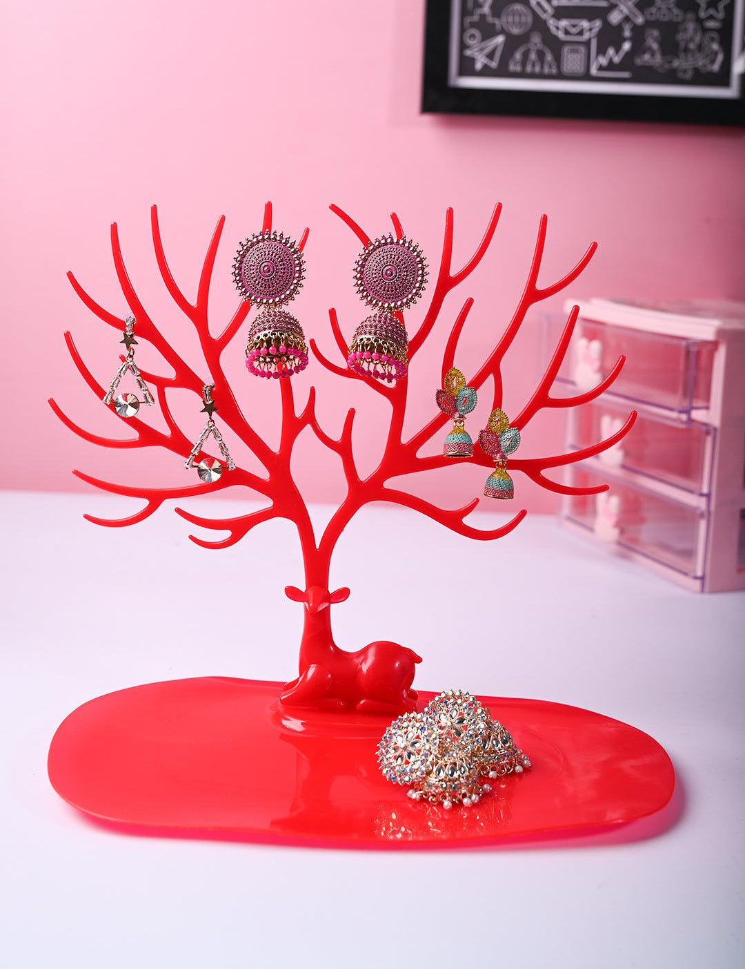 Stylish Red Jewelry Tree Stand - MARKET99