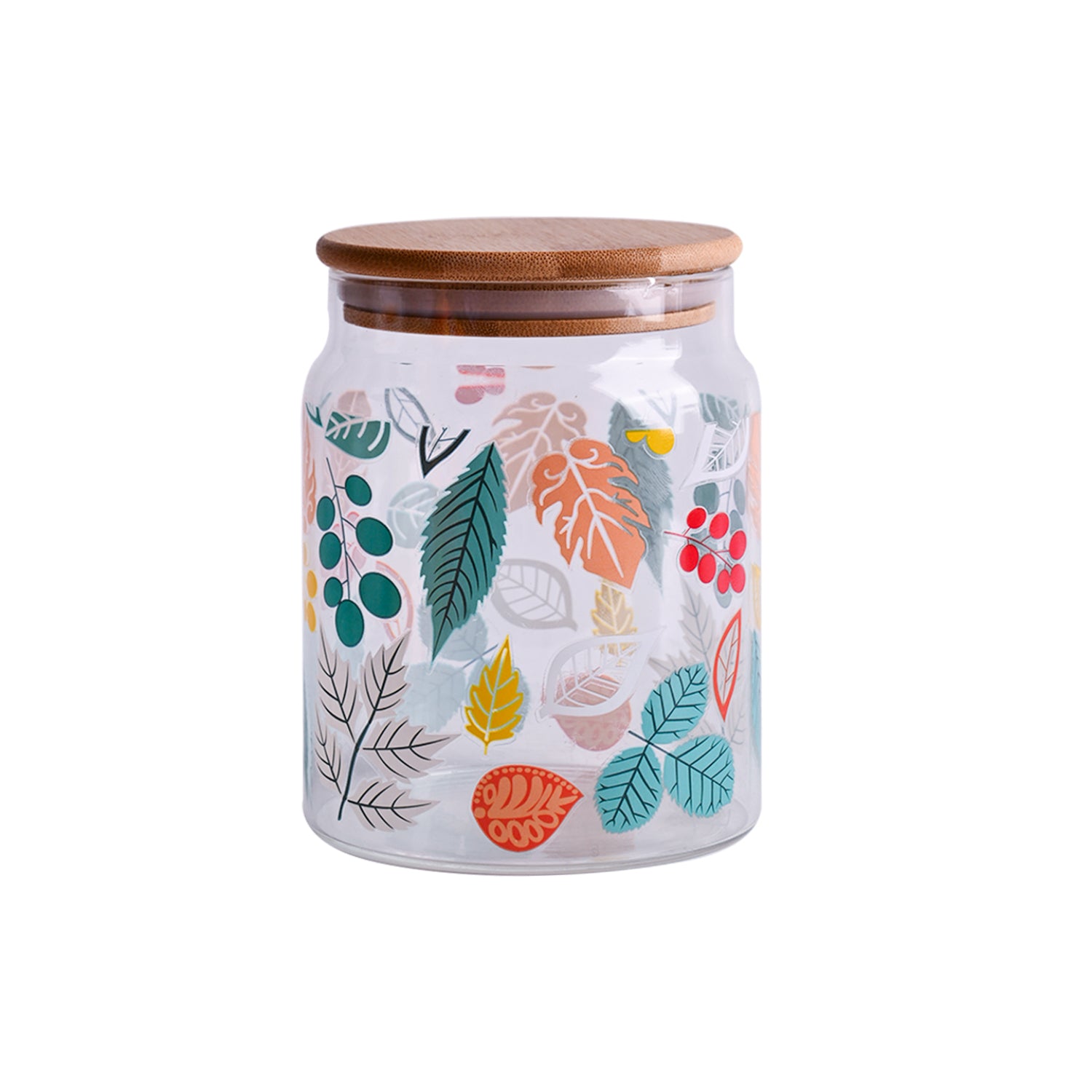 Borosilicate Glass Jar - 650Ml, Leaf Prints