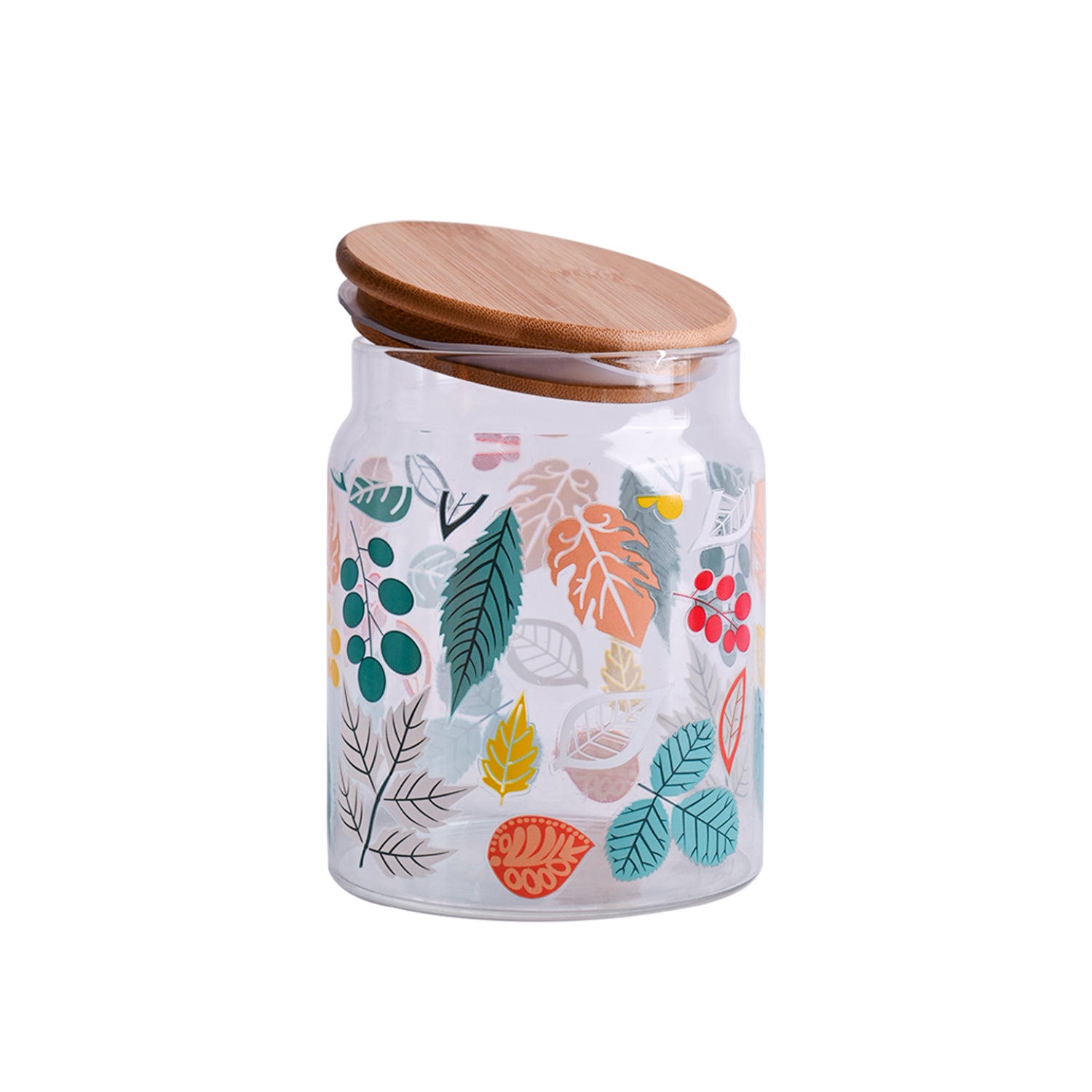 Borosilicate Glass Jar - 650Ml, Leaf Prints