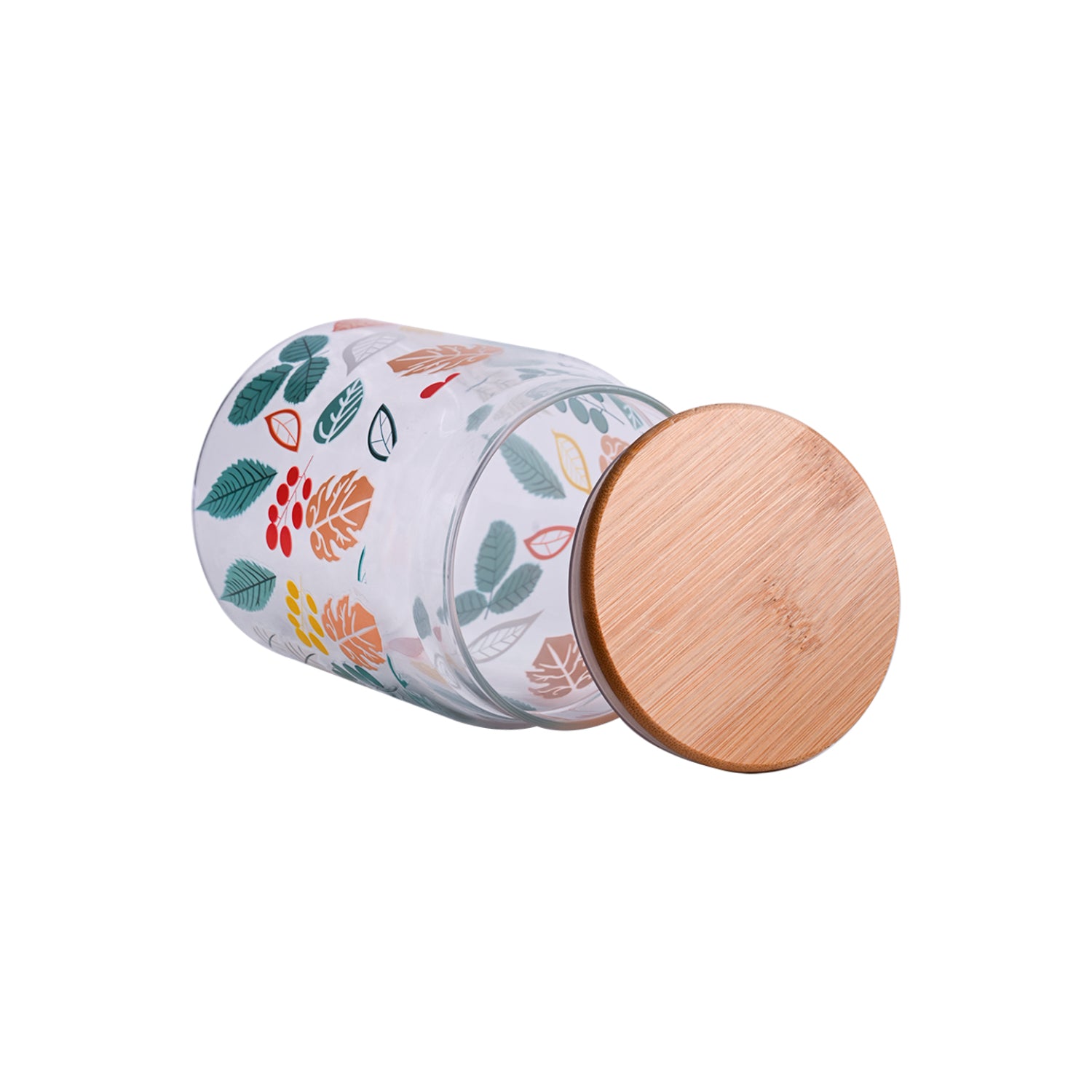Borosilicate Glass Jar - 650Ml, Leaf Prints