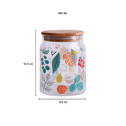 Borosilicate Glass Jar - 650Ml, Leaf Prints