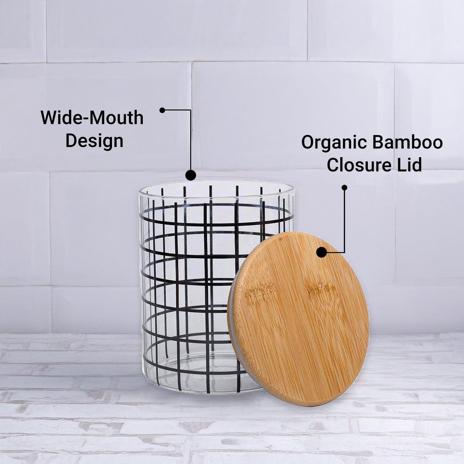 Borosilicate Glass Jar - 700Ml, Square Prints