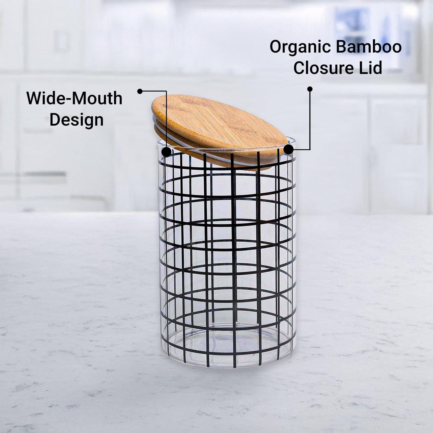 Borosilicate Glass Jar - 900Ml, Square Prints