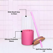 Borosilicate Glass Tumbler with Pink Silicone Sleeve - 350Ml