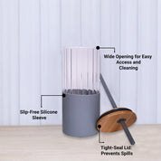 Borosilicate Glass Tumbler with Grey Silicone Sleeve - 350Ml
