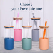 Borosilicate Glass Tumbler with Peach Silicone Sleeve - 350Ml