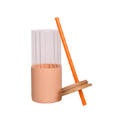 Borosilicate Glass Tumbler with Peach Silicone Sleeve - 350Ml