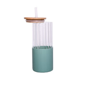 Borosilicate Glass Tumbler with Green Sliicone Sleeve - 350Ml