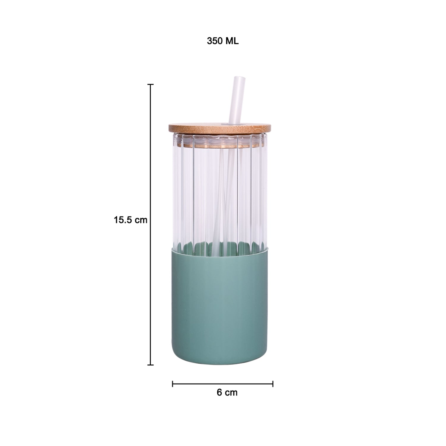 Borosilicate Glass Tumbler with Green Sliicone Sleeve - 350Ml