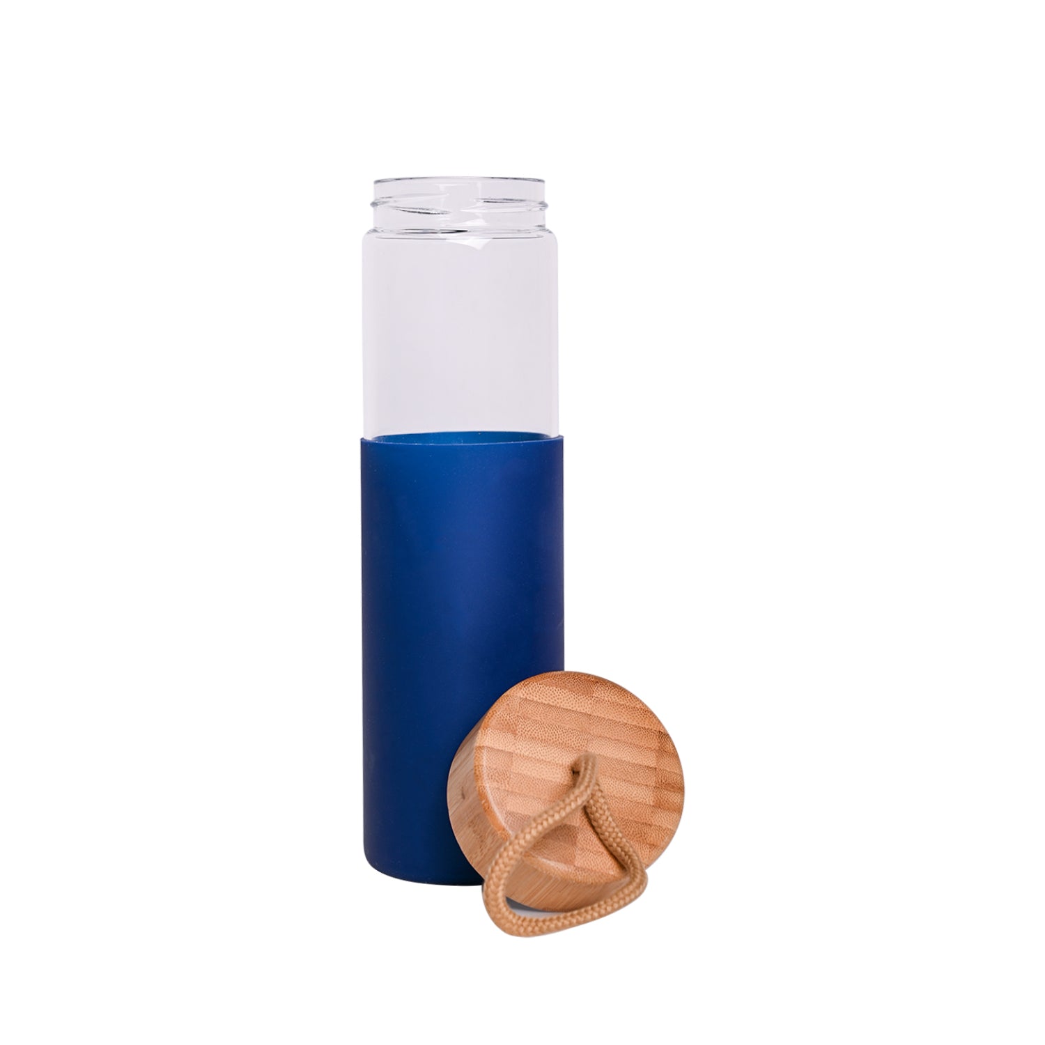 Borosilicate Glass Bottle with Blue Silicone Sleeve - 550Ml