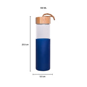 Borosilicate Glass Bottle with Blue Silicone Sleeve - 550Ml
