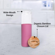 Borosilicate Glass Bottle with Pink Silicone Sleeve - 550Ml
