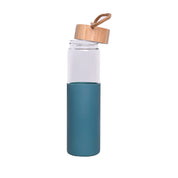 Borosilicate Glass Bottle with Cyan Silicone Sleeve - 550Ml