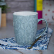 Lagoon Ceramic Mug - 360Ml, Leaf Pattern