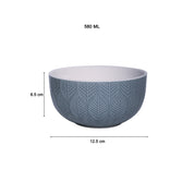Lagoon Ceramic Bowl - 580Ml, Leaf Pattern