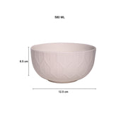 Ivory Ceramic Bowl - 580Ml, Leaf Pattern