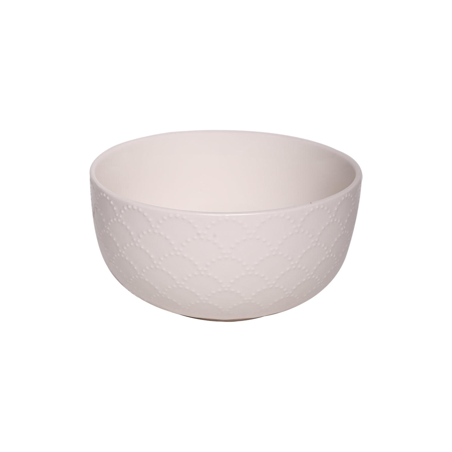 Ivory Ceramic Bowl - 580Ml, Fish Scale