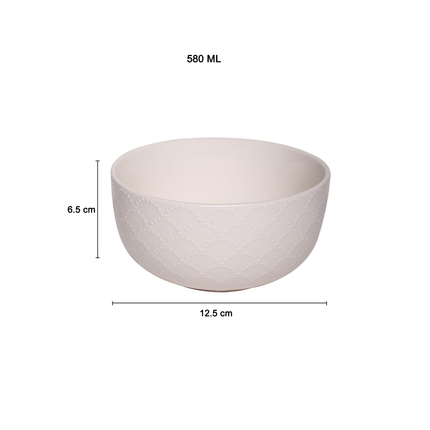 Ivory Ceramic Bowl - 580Ml, Fish Scale