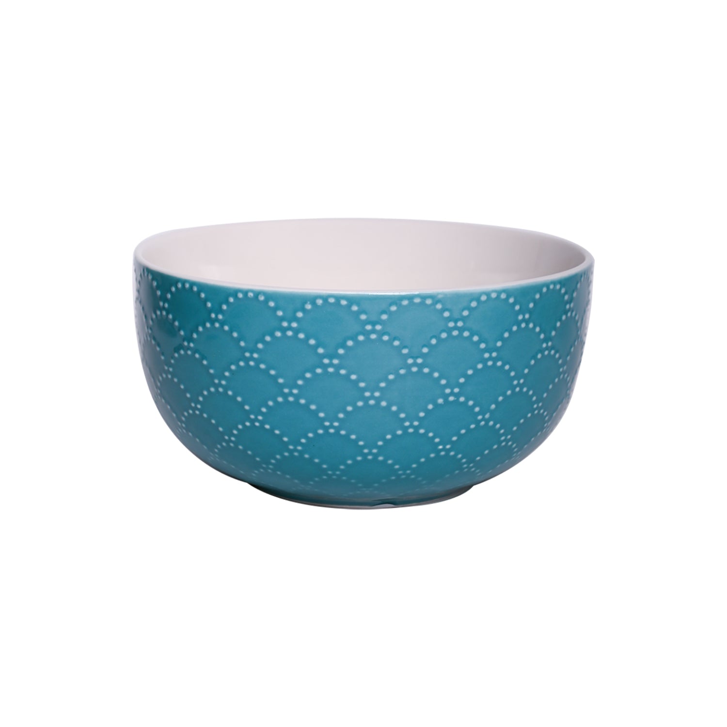 Turquoise Ceramic Bowl - 580Ml, Fish Scale