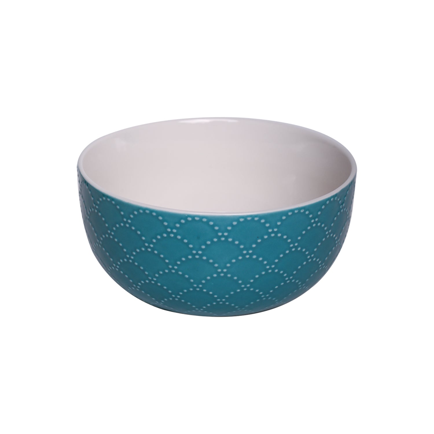 Turquoise Ceramic Bowl - 580Ml, Fish Scale