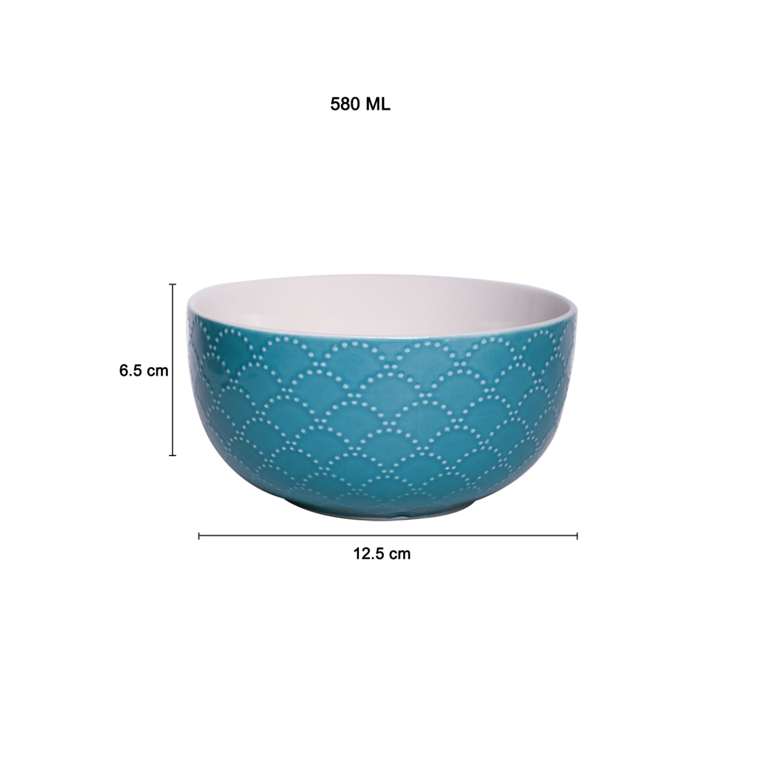 Turquoise Ceramic Bowl - 580Ml, Fish Scale