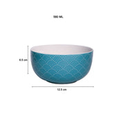 Turquoise Ceramic Bowl - 580Ml, Fish Scale