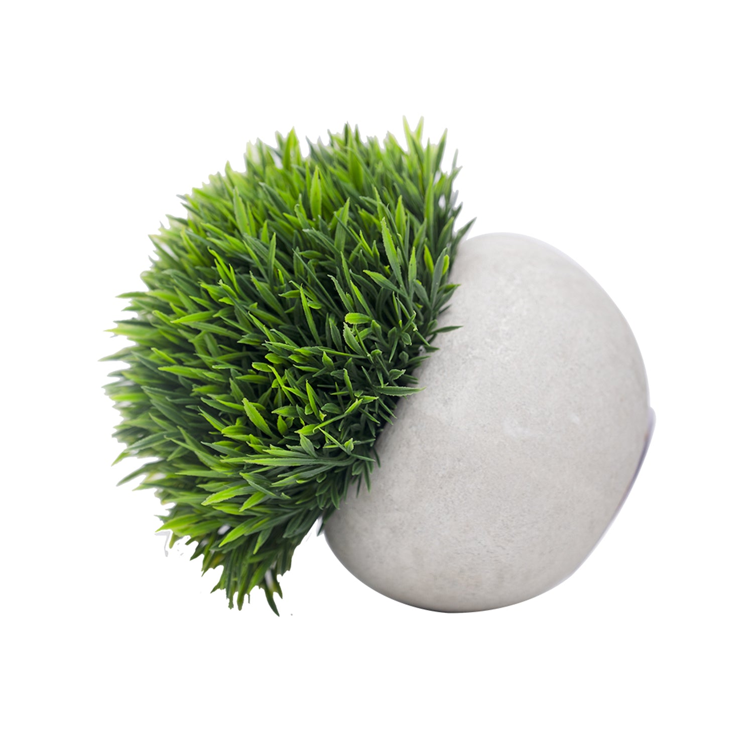VON CASA Green Grass Artificial Potted Plant - Stone Finish