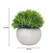 VON CASA Green Grass Artificial Potted Plant - Stone Finish