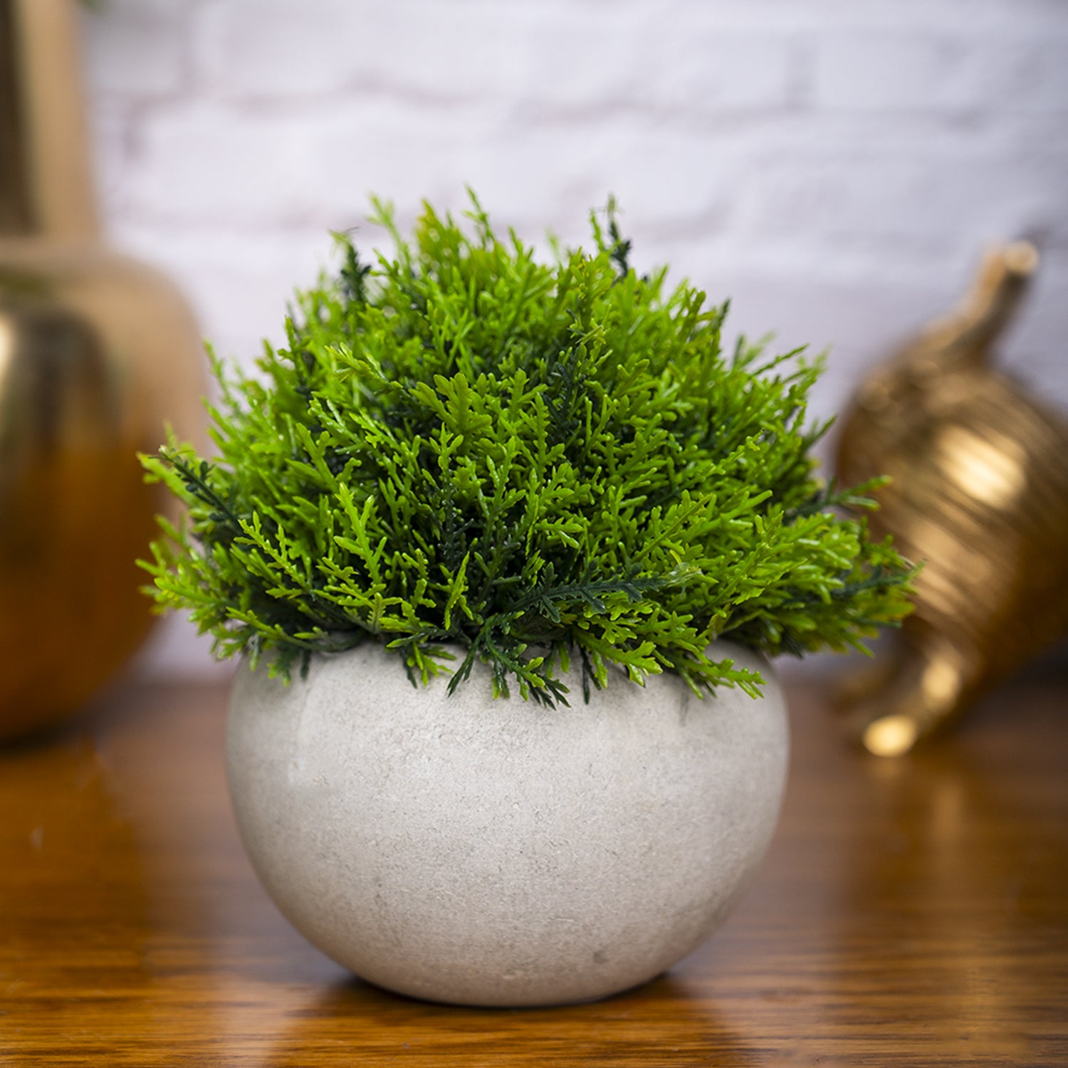 VON CASA Green Artificial Potted Plant - Stone Finish