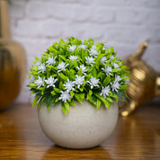 VON CASA White Flowers with Green Leafs Artificial Potted Plant - Stone Finish