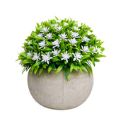 VON CASA White Flowers with Green Leafs Artificial Potted Plant - Stone Finish